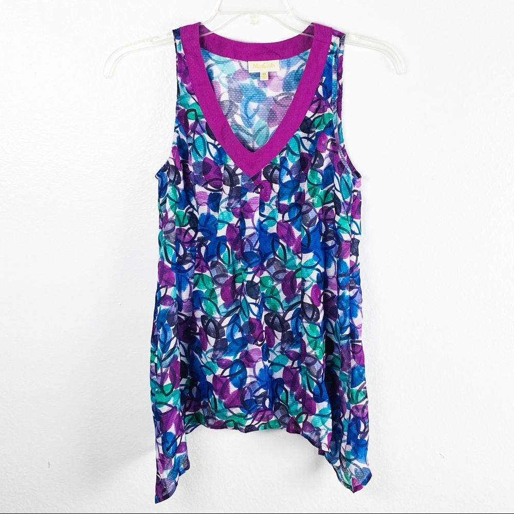 MODCLOTH Sleeveless Sheer Multicolored Print Wing Side Top XS Casual Spring Boho
